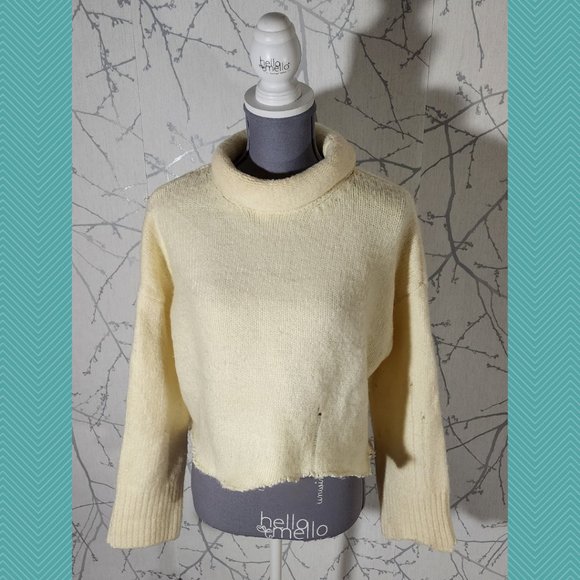 Urban Outfitters Ivory Distressed Beloved Turtleneck Sweater - Picture 2 of 5